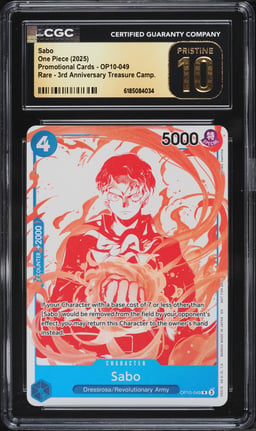 2025 One Piece Promo 3rd Anniversary Treasure Campaign Sabo #OP10-049 CGC 10 PRISTINE