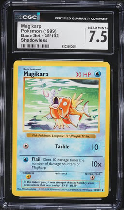 1999 Pokemon Base Set Shadowless Magikarp #35 CGC 7.5 NRMT+