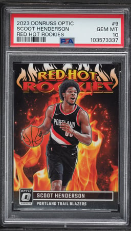 2023 Donruss Optic Red Hot Scoot Henderson ROOKIE #9 PSA 10 GEM MINT