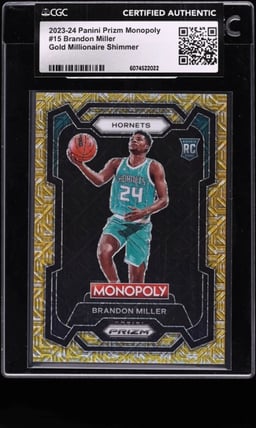 2023 Panini Prizm Monopoly Gold Millionaire Shim Brandon Miller RC /500 CGC AUTH