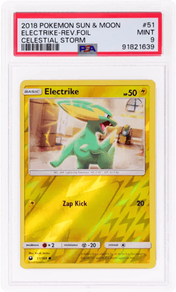 2018 Pokemon Sun and Moon Celestial Storm Reverse Holo Electrike #51 PSA 9