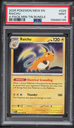 2025 Pokemon Scarlet & Violet 151 Mini Tin Bundle Raichu #26 PSA 9 MINT