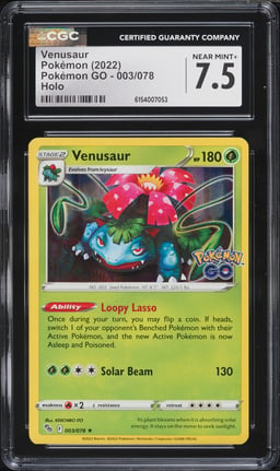 2022 Pokemon Sword & Shield Pokemon GO Holo Venusaur #3 CGC 7.5 NRMT+