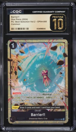 2024 One Piece Premium Collection Best Selection Volume 2 Barrier!! #OP04-095 CGC 10 PRISTINE