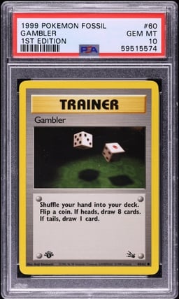 1999 Pokemon Fossil 1st Edition Gambler #60 PSA 10 GEM MINT