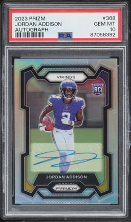 2023 Panini Prizm Jordan Addison ROOKIE AUTO #368 PSA 10 GEM MINT