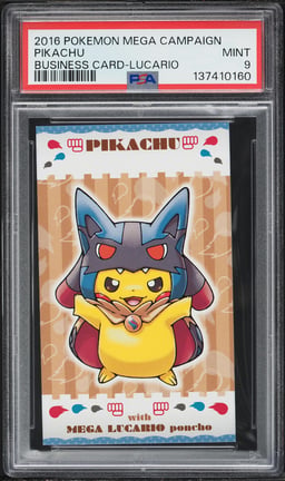 2015 Pokemon Japanese XY Promo MC Business Card Lucario Poncho Pikachu PSA 9 MINT