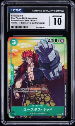 2023 One Piece Japanese Promo 7-Eleven Tie-Up Campaign Eustass Kid #P-003 CGC 10 GEM MINT