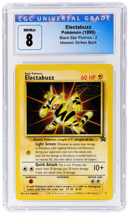 1999 Pokemon Wizards of the Coast Black Star Promo Mewtwo Strikes Back Electabuzz #2 CGC 8