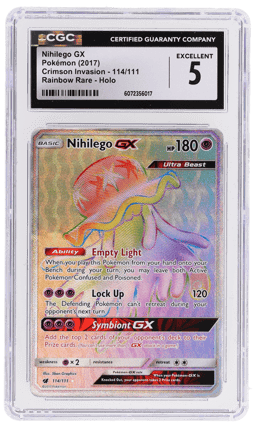 2017 Pokemon Sun and Moon Crimson Invasion Nihilego Gx #114 CGC 5