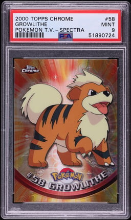 2000 Topps Chrome Pokemon T.V. Spectra Growlithe #58 PSA 9 MINT