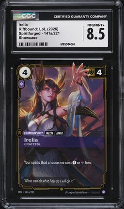 2026 Riftbound League Of Legends LoL Showcase Spiritforged Irelia #141a CGC 8.5 NM-MT+