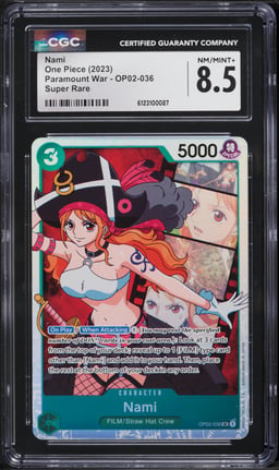 2023 One Piece Paramount War SR Nami #OP02-036 CGC 8.5 NM-MT+