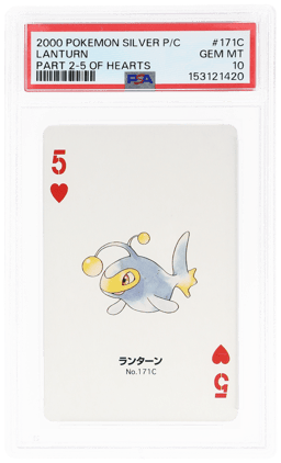 2000 Pokemon Silver Version Part 2 Playing Cards 5 of Hearts Lanturn #171C PSA 10