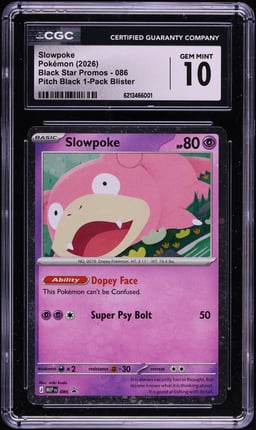 2026 Pokemon Mega Evolution Black Star Promo Pitch Black 1-Pack Blister Slowpoke #086 CGC 10