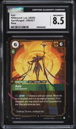 2026 Riftbound League Of Legends LoL Spiritforged Azir #050 CGC 8.5 NM-MT+