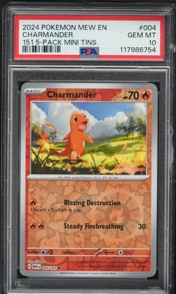 2024 Pokemon Mew En-151 5 Pack Mini Tin Charmander #004 PSA 10 GEM MINT