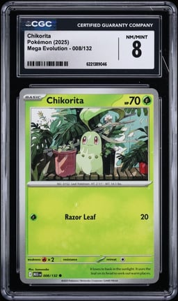 2025 Pokemon Mega Evolution Chikorita #8 CGC 8 NM-MT