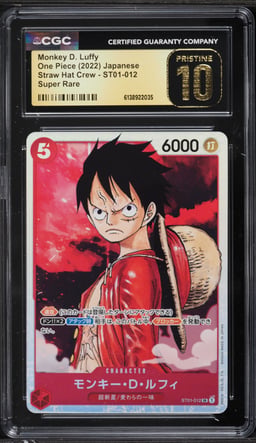 2022 One Piece Japanese Straw Hat Crew SR Monkey D. Luffy #ST01-012 CGC 10 PRISTINE