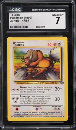 1999 Pokemon Jungle Tauros #47 CGC 7 NRMT