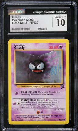 2000 Pokemon Base Set 2 Gastly #75 CGC 10 GEM MINT