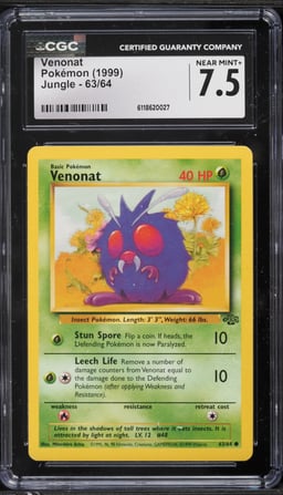 1999 Pokemon Jungle Venonat #63 CGC 7.5 NRMT+