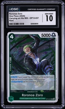 2025 One Piece Carrying On His Will Roronoa Zoro #OP13-037 CGC 10 GEM MINT
