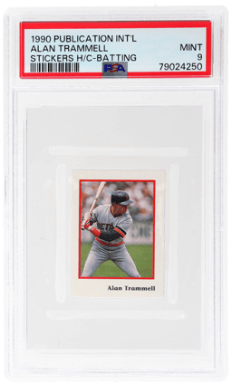 1990 Publication International Stickers Hand Cut Batting Alan Trammell PSA 9