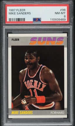 1987 Fleer Basketball Mike Sanders #96 PSA 8 NM-MT