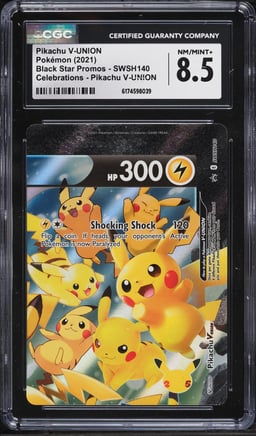 2021 Pokemon Sword & Shield Promo Celebrations Holo Pikachu V-UNION #SWSH140 CGC 8.5 NM-MT+