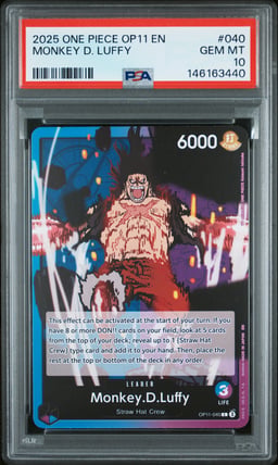 2025 ONE PIECE OP11-A FIST OF DIVINE SPEED 040 MONKEY D. LUFFY PSA 10