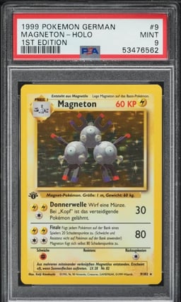 1999 Pokemon German Base Set 1st Edition Holo Magneton #9 PSA 9 MINT