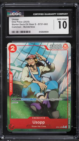 2025 One Piece Starter Deck EX Gear 5 Borderless Alt Art Usopp #ST21-002 CGC 10 GEM MINT