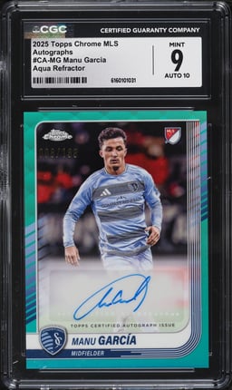 2025 Topps Chrome MLS Aqua Refractor Manu Garcia AUTO /199 #CA-MG CGC 9 MINT