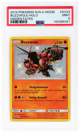 2019 Pokemon Sun and Moon Hidden Fates Shiny Vault Holo Buzzwole #SV24 PSA 9
