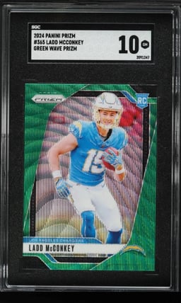 2024 Panini Prizm Green Wave Ladd McConkey ROOKIE #365 SGC 10 GEM MINT