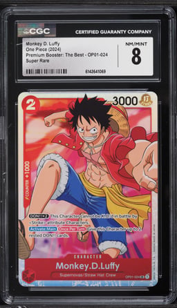 2024 One Piece Premium Booster The Best SR Monkey D Luffy #OP01-024 CGC 8 NM-MT