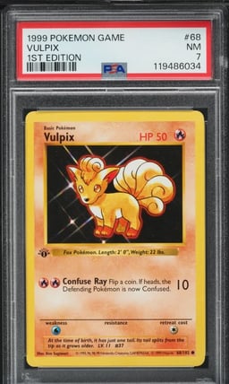 1999 Pokemon Base Set Shadowless 1st Edition Vulpix #68 PSA 7 NRMT