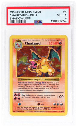 1999 Pokemon Base Set Shadowless Holo Charizard #4 PSA 4