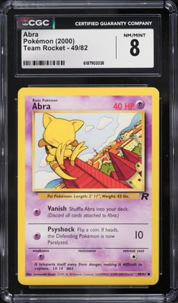 2000 Pokemon Team Rocket Abra #49 CGC 8 NM-MT