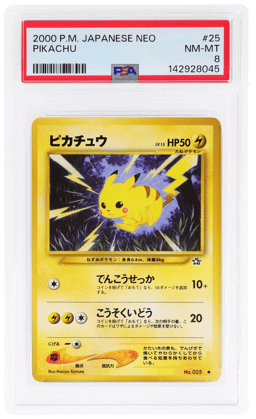 2000 Pokemon Gold, Silver, To A New World Japanese Pikachu #025 PSA 8