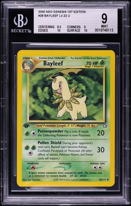 2000 Pokemon Neo Genesis 1st Edition Bayleef #28 BGS 9 MINT