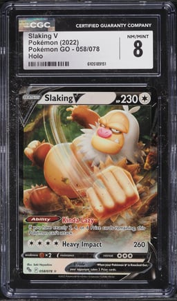 2022 Pokemon Sword & Shield Pokemon GO Full Art Slaking V #58 CGC 8 NM-MT