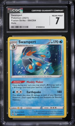 2021 Pokemon Sword & Shield Fusion Strike Holo Swampert #064 CGC 7 NRMT