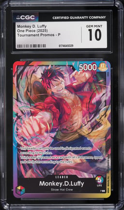 2025 One Piece Tournament Promo Leader Monkey D. Luffy #P CGC 10 GEM MINT