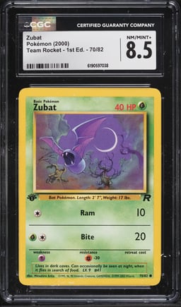 2000 Pokemon Team Rocket 1st Edition Zubat #70 CGC 8.5 NM-MT+