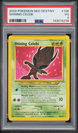 2002 Pokemon Neo Destiny Holo Shining Celebi #106 PSA 3 VG