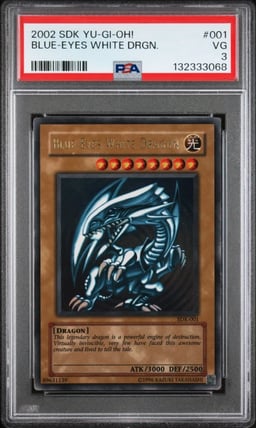 2002 YU-GI-OH! STARTER DECK: KAIBA 001 BLUE-EYES WHITE DRAGON PSA 3