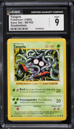 1999 Pokemon Base Set Shadowless Tangela #66 CGC 9 MINT