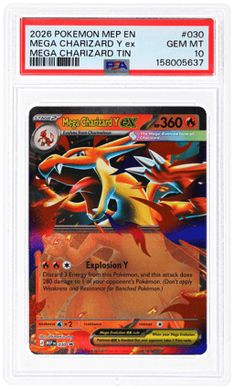 2026 Pokemon Mega Evolution Black Star Promo Mega Charizard Tin Mega Charizard Y Ex #030 PSA 10
